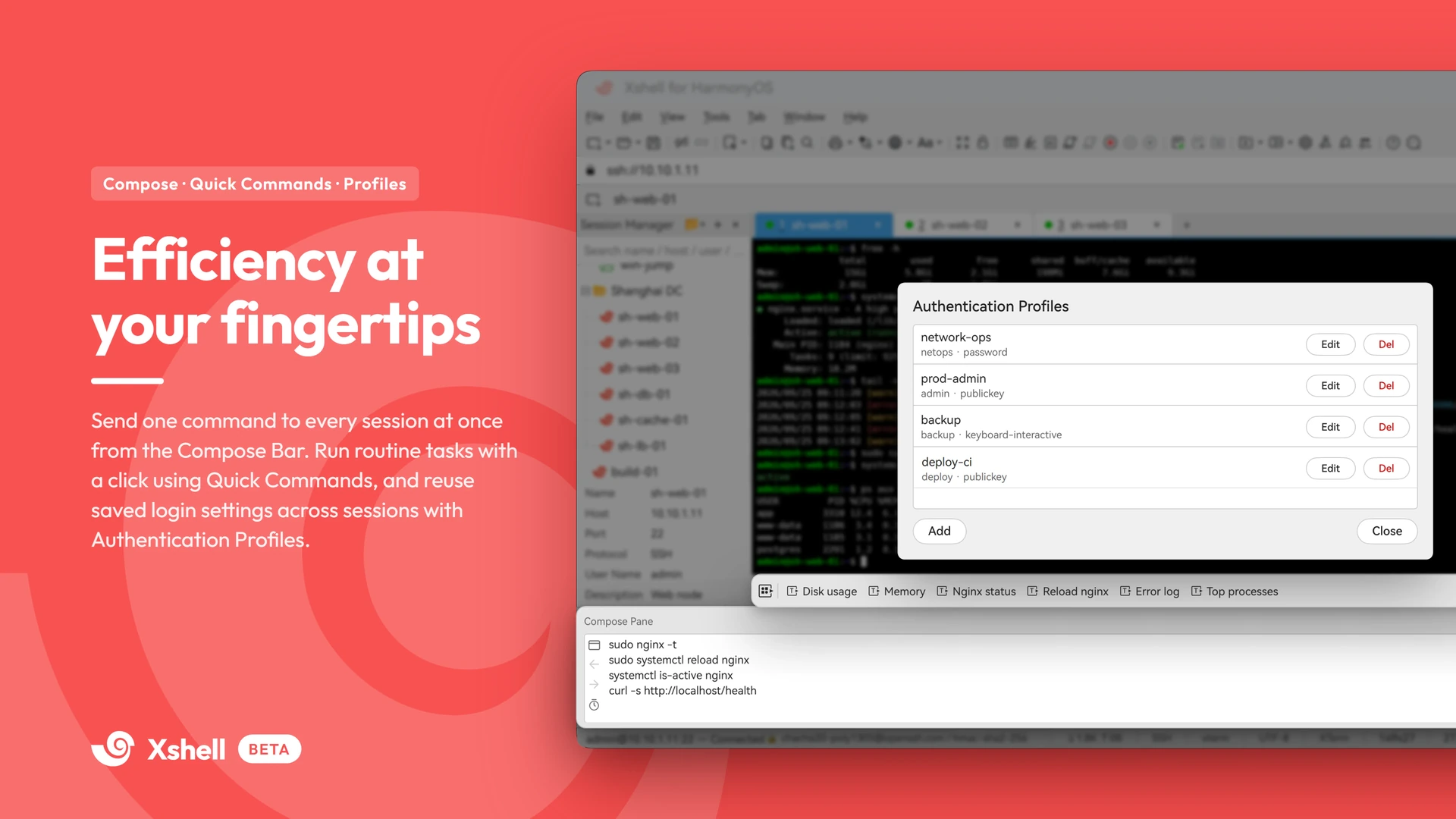 Efficiency at your fingertips — Compose Bar, Quick Commands and Authentication Profiles